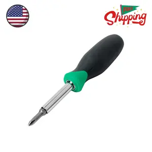6-in-1 Multi-Bit Screwdriver and Nut Driver Tool with Cushion Grip Handle, Slotted and Phillips Bits