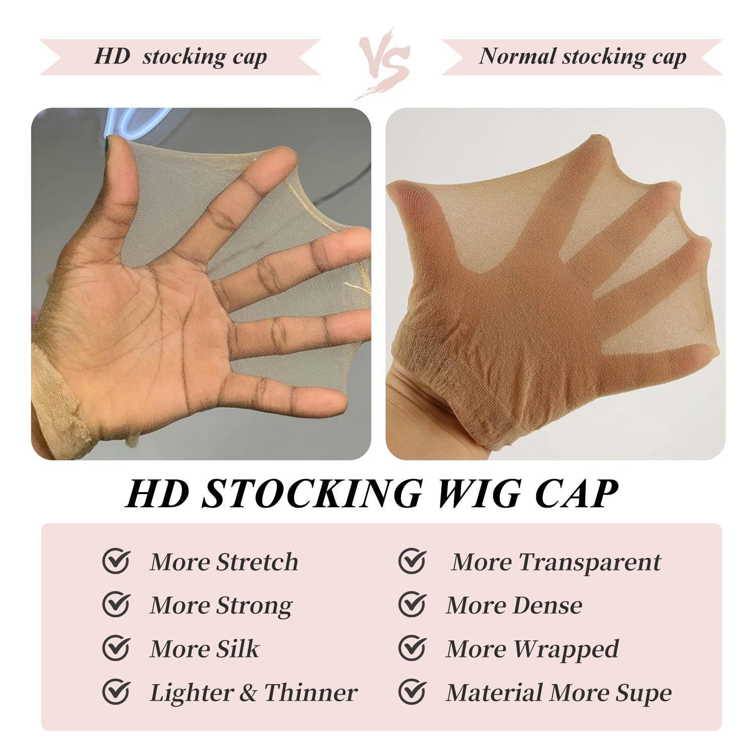 MYLOCKME Hair 1pack with 2pcs HD Wig Caps High Quality Transparent HD Hair Nets Weave Nylon Stretchy Lace Front Wig Cap for Women Men Light Brown