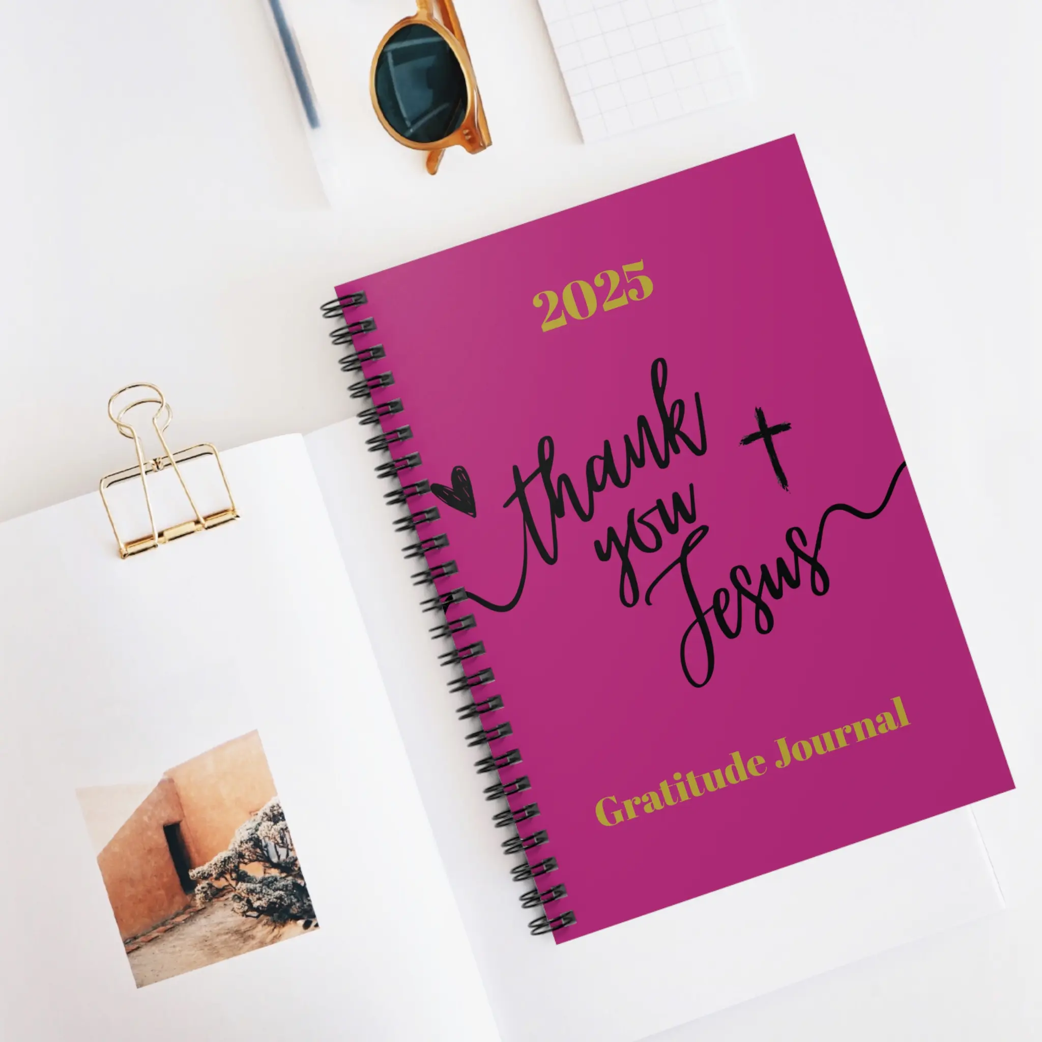 Gratitude Journal - Thank You Jesus, Spiral Notebook, 2025 Prayer Journal, Faith Notebook, Inspirational Gift