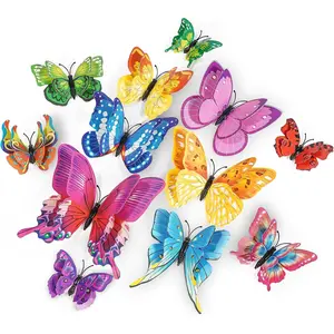 24PCS Butterfly Wall Decor 12 Styles 4 Sizes, 3D Colorful Butterflies Stickers for Home Room, Butterfly Wall Decals with Magnets, Removable Butterfly Cake Birthday Party Decorations