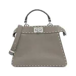 Pre-owned FENDI Calfskin Shoulder Bags Selleria Peekaboo I See You Small Calf Leather Bag