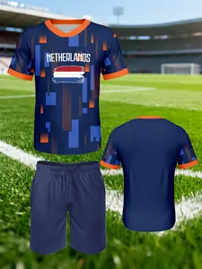 2024 Netherlands Away Soccer Kit Set, Comfortable Breathable Quick-Dry, Sport Training Wear, Perfect Gift Choice, Geometric Design, All Seasons