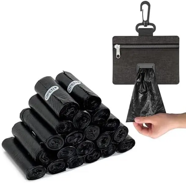 200 Count Dog Poop Bags Rolls with Zippered Pouch Dispenser Holder, Extra Thick Leak-Proof Unscented Waste Bags, Coreless Easy Load for Small to Large Dogs