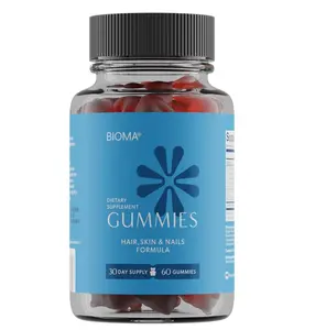 BIOMA Hair, Skin & Nails Beauty Gummies - Supports Growth & Strength with Biotin, Collagen, Zinc & Vitamins C & D - Gluten-Free - 60 Gummies (30-Day Supply)