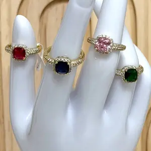 Anillos de Mujer con Piedras Preciosas en Rojo Azul Rosa y Verde Elegantes y Brillantes para Mujeres