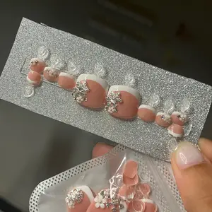 Set of 22 Press On Toe Nails - French Tip Toes, Ombré Toes, Custom Toes - Durable and Long-Lasting