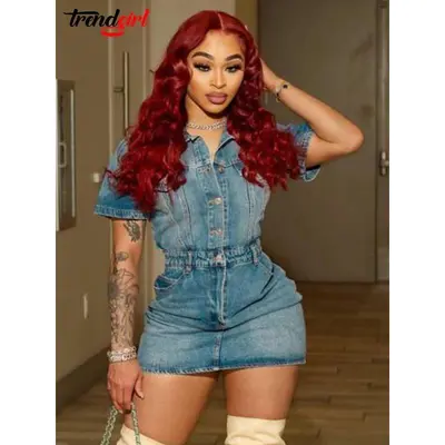 Sonic Zoom Denim Mini Dress Blackcombo - TikTok Shop