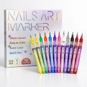 12 Colors Nail Art Pens Set, Fine Line DIY Nail Design Pens for Drawing, Lining & Dotting, Quick Dry