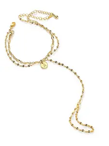 Women's Elegant Letter Interlocking Finger Bracelet, Layered Letter Ring Bracelet, Trendy Jewelry Birthday Gift