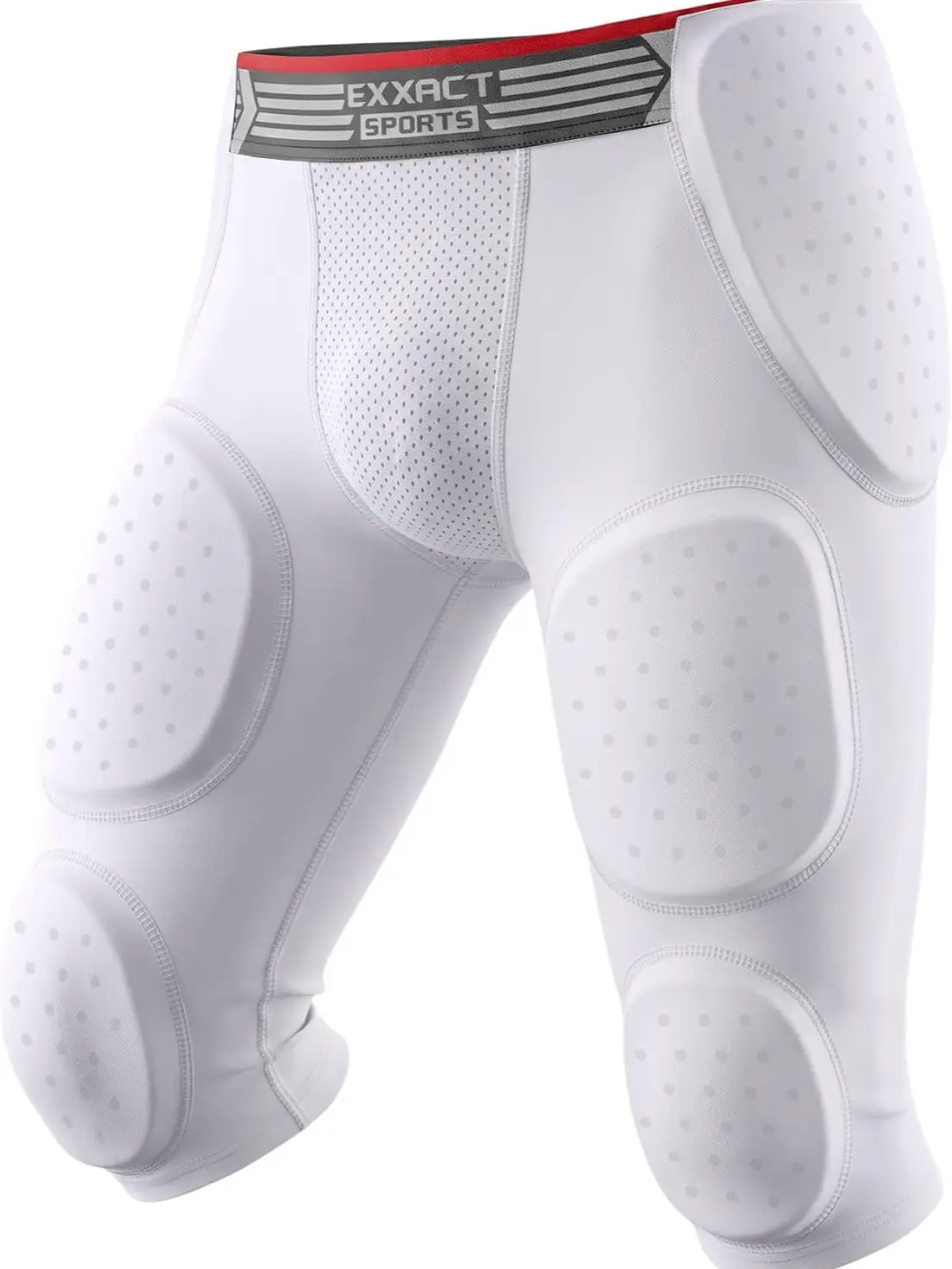 Exxact Sports Men's Battle 7-Pad Athletic Football Girdle - Fitted Spandex Compression Shorts with Cup Pocket, Integrated Protection Pads for Hips, Thighs, Knees, Tailbone Coverage