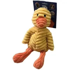 Jack & Milo Plush Dog Toy – Soft Corduroy Squeaky Chew Toy for Dogs, Duck Design
