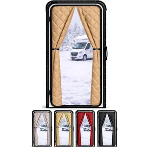 Thermal Insulated RV Door Cover with Magnetic Closure for Draft-Free Winter Living, RV Door Insulation Blanket for Inside Camper, Keeps Heat In & Cold Out, Khaki