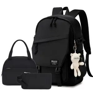 Laptop Backpack for Men Women 3 PCS Set Bookbag Large School Backpacks with Lunch Bag Pencil Case Anti Theft Travel Backpack