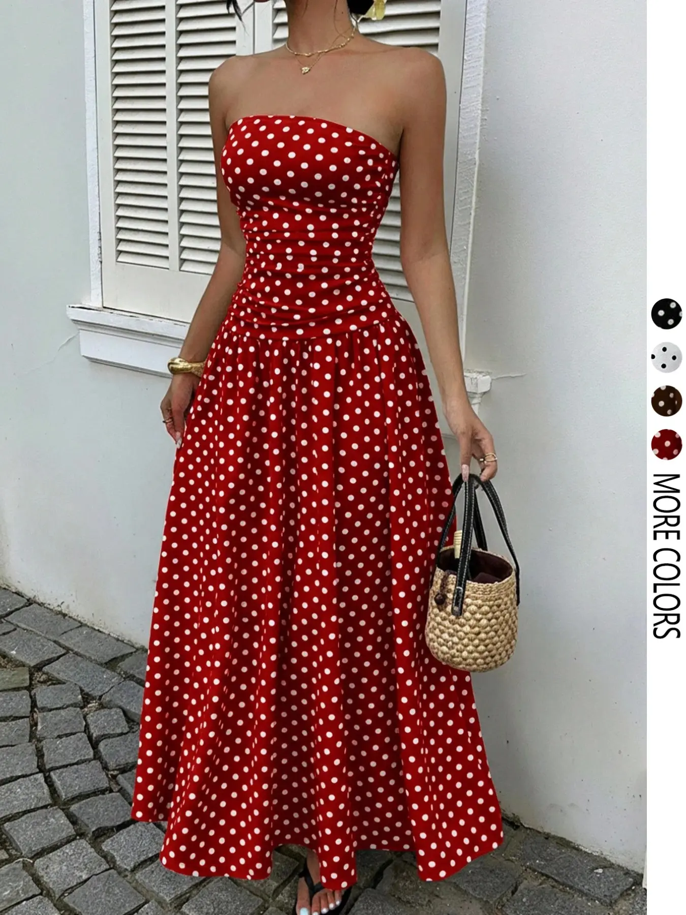 Women's Elegant Fashion Polka Dot Print Tube Dress, Stylish Chic Sleeveless Maxi Dress for Parties and Daily Wear, Summer Fashion Clothes, Evening Party Dresses - TikTok Shop Women's Elegant Fashion Polka Dot Print Tube Dress, Stylish Chic Sleeveless Maxi Dress for Parties and Daily Wear, Summer Fashion Clothes, Evening Party Dresses - TikTok Shop