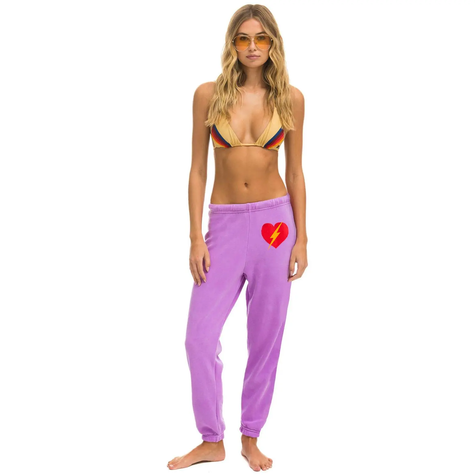BOLT HEART SWEATPANTS - NEON PURPLE