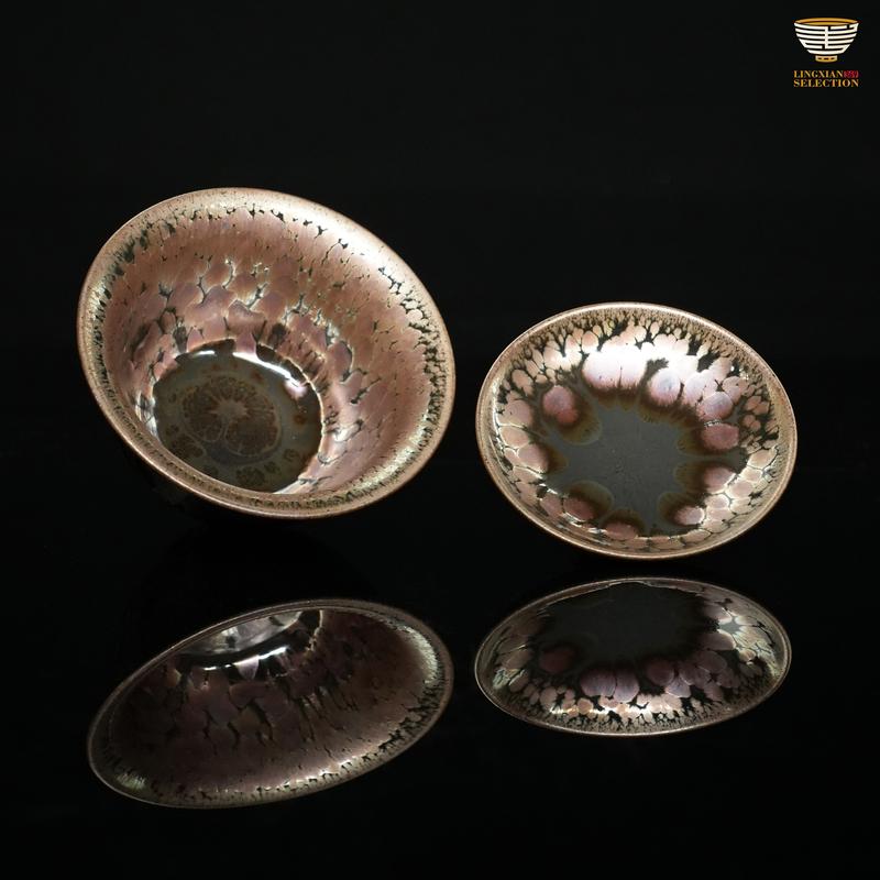 Zhi Jing Violet & Golden Rose Series Pink Oil-Drop Jian Zhan Tea Cup | Tea Cup | Gift | Collectible | Pink