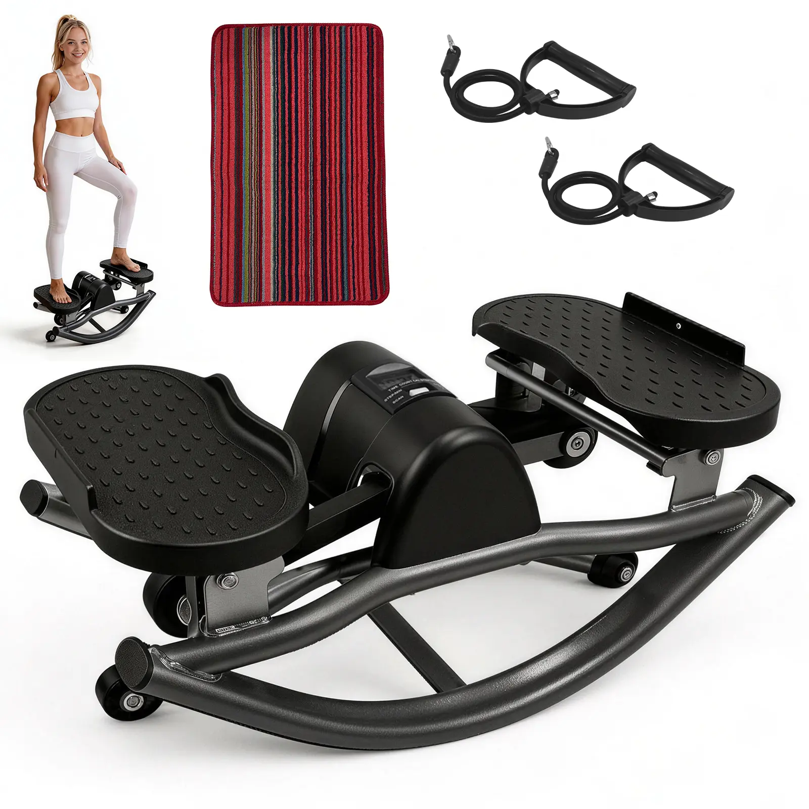 Workout Equipment Rocking 3D Dual-Motion Rocking Stair Stepper Ski Machine - Multifunctional Home ...