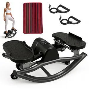 Rocking Stepper Ski Machine with 3D Motion Stepper Design Side Sepper Machine for Home Workout , Compact & Space-Saving Design, Built-In Counter Foldable Pilates Reformer Timer
