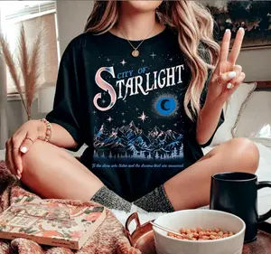 Men's Casual Cotton Short-Sleeve T-Shirt, ACOTAR Velaris City of Starlight Tee, SJM Booktok Merch, Sarah J Maas Book Lover Gift, Rhysand Night Court Apparel