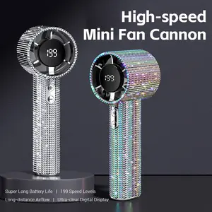 Luxury Portable Handheld Mini Fan, USB Charging, 199 Speed Silent Small Fan, Full Diamond Pattern, Glitter Fan, Summer Gift Box Powerful Turbo Fan