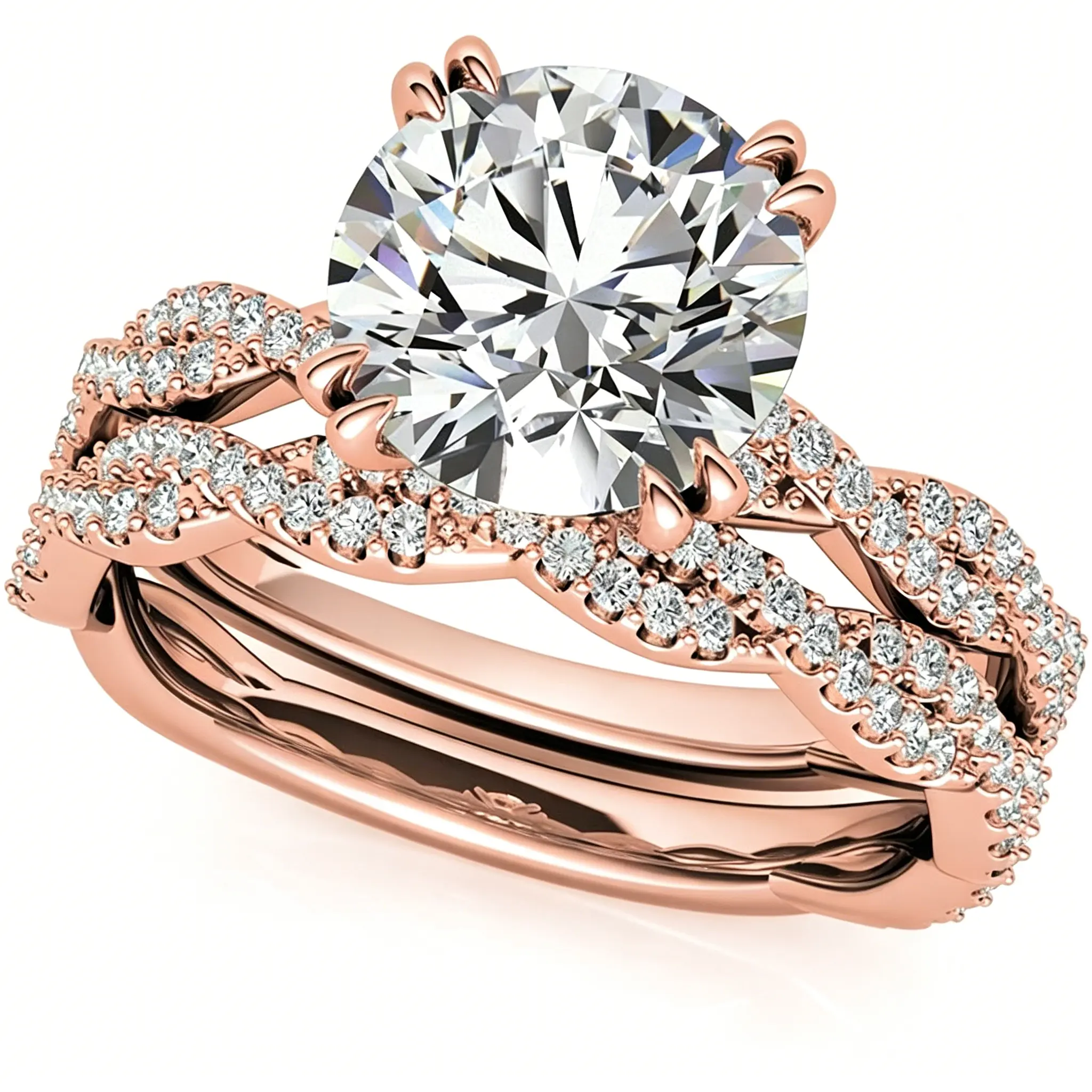 Women's Wedding Rings Sets Engagement Ring Set 1.5 CT Moissanite Twisting Infinity Ring 925 Sterling Silver