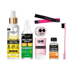 Goiple Beginner Lace Wig Kit with Hair Care, Waterproof Lace Glue, Synthetic Hair Extension, Long-Lasting Invisible Adhesive and Remover, Melting Spray, Styling Wax Stick, Edge Control, Brush and HD Wig Cap