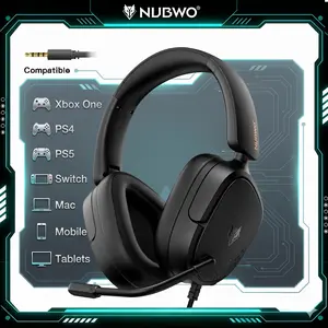 NUBWO HG04L Gaming Headset for PS5/PS4, Xbox Series X|S/Xbox One, Switch – 250g Lightweight, Clear Unidirectional Mic, Soft Memory Earmuffs, 3.5mm Jack for Gaming & Work