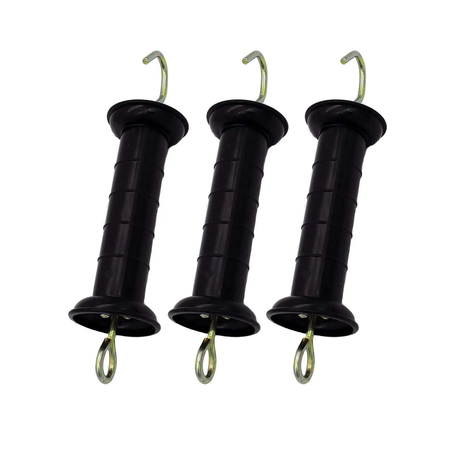 3 count Plastic Electric Fence Gate Handle Insulators, Gate Handle with Spring (Black)