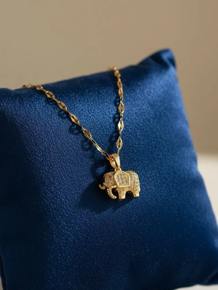Adorable baby elephant charm necklace in rose gold