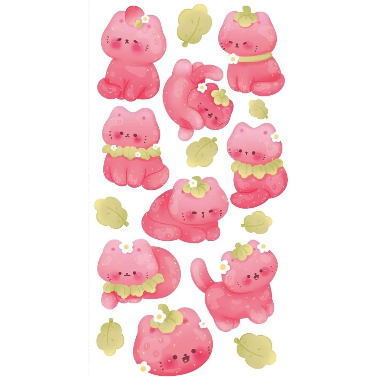 Cute Kawaii Strawberry Kitties Sticker Sheet, for DIY Scrapbooking & Stamping (Toys & Hobbies)