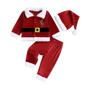 Christmas Kids Baby Girl Boy Santa Costumes Clothes Outfits Dress Jacket Coat Long Pants Hat Socks Cosplay