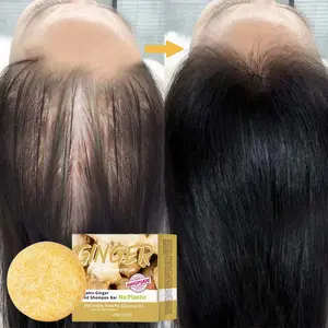 Organic Ginger solid shampoo bar, shampoo ginger plant, super oil control, no silicone oil, cleanse scalp, control oil and moisturize, fluffy, Natural Shampoo Bars Shampoo Haircare, for men and women