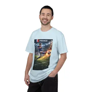 France Soccer Player Graphic T-Shirt — Football Kick Stadium Design