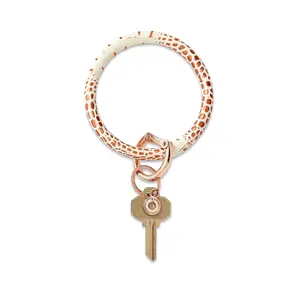 OVENTURE Leather Big O® Key Ring - Rose Gold Croc-Embossed, Hands-Free Convenience, Secure Signature Clasp, Premium Leather, Luxe Rose Gold Finish