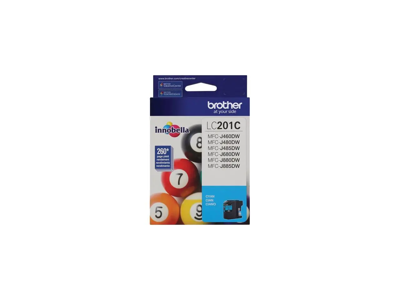 BROTHER INTERNATIONAL CORPORAT LC201C INNOBELLA STANDARD YIELD CYAN INK CARTRIDGE (YIELDS APPROX. 260 PAGES IN ACCORDA