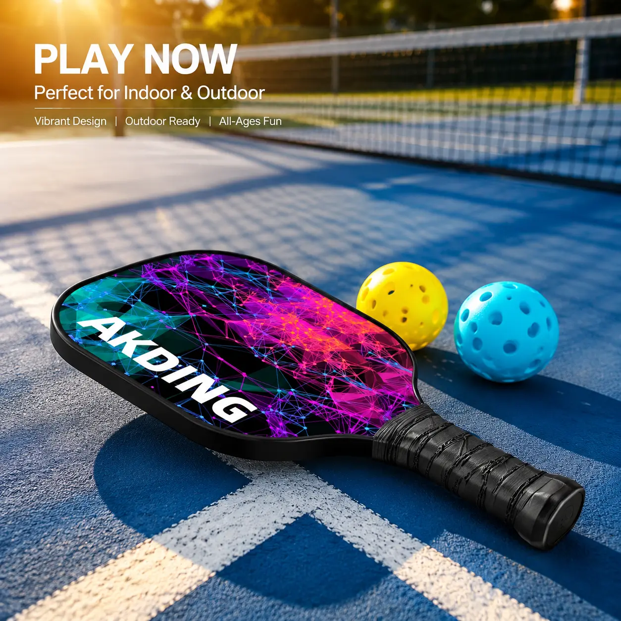 USAPA Approved Poplar Wood Pickleball Set for Adults & Kids - Beginner-Friendly, Durable, High-Bounce, Easy-to-Play Kit with 2 Racquets, 4 Balls, Racquet Cover (Sports & Outdoor Paddle Tennis Gear) max spin