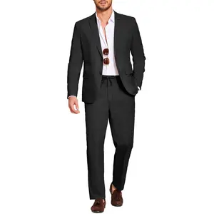 COOFANDY Men's 2 Piece Linen Suits Set Regular Fit Casual Lightweight Blazer Jacket and Pants
