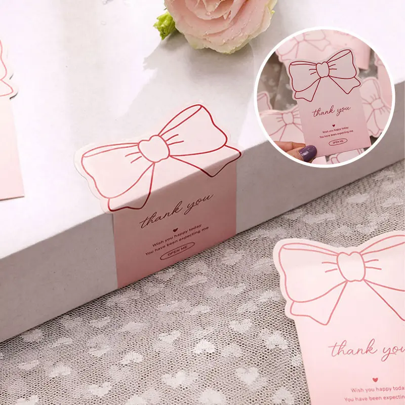 Pink Bow Gift Thank You Seal Stickers - PVC Self-Adhesive Labels for Gift Box Sealing & DIY Craft Decoration, Decorative Decal, Sticky Labels, Labels For Gift Boxes, Labels For DIY Crafts