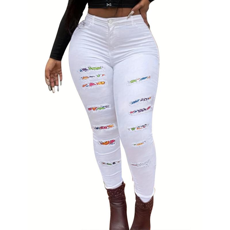 Women'S Plus-Size Jeans Ripped Pants Spandex Womenswear Bottom Trouser bootcutjeans bootcutjeans bootcutjeans mom jeans mom jeans mom jeans wide leg jeans wide leg jeans wide leg jeans Black bootcutjeans
