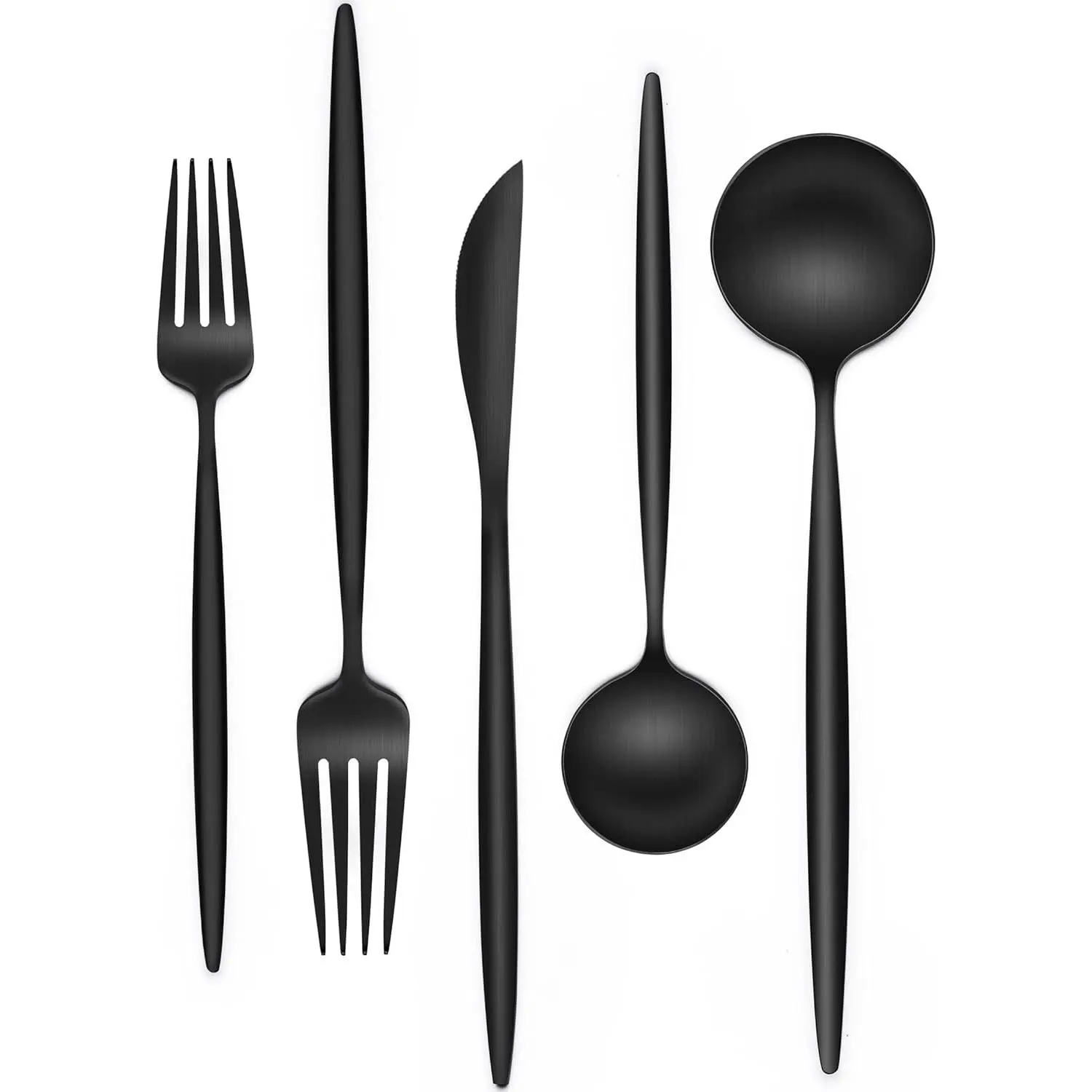 Matte Black Silverware Set 30 Piece,  Stainless Steel Flatware Set Service for 6, Cutlery Utensil Sets for Home Restaurant, Include Knife Fork Spoon Set, Dishwasher Safe Tableware Sturdy