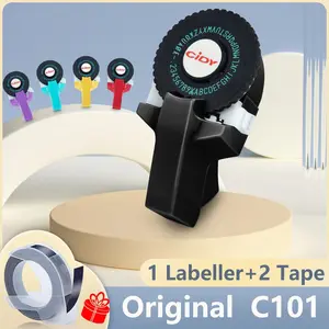2026 New Small C101 Label Maker, 3D Embossed Label Writer, Replaces Motex E101, Free 2 Rolls 9mm*3m Tape, Office & DIY Use, No Battery Included