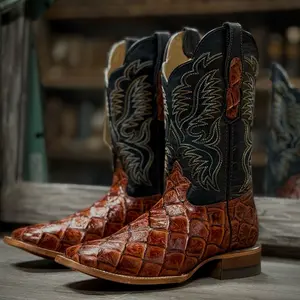 070 Pescado Fish Print Botas Vaqueras de Mexico Western Boots Ranch Life Shedron