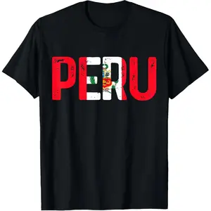 100% Cotton Peru Peruvian Flag Vintage Pride T-Shirt