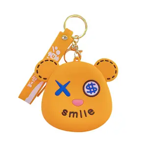 Violent Bear Coin Purse Cartoon Mini Card Holder Children's Silicone Wallet Pendant Keychain Key Ring