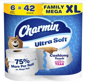 Ultra Soft Cushiony Touch Toilet Paper, 6 Family Mega XL Rolls = 42 Regular Rolls