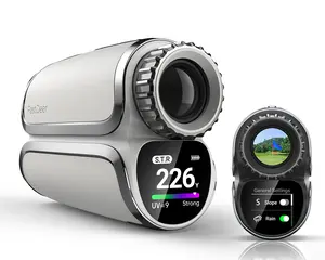 FastDeer Golf Laser Rangefinder S2, High Precision Range Finder with Slope, Premium Leather, LCD Touchscreen, OLED Scope Display, Fast Flag Pole Locking Vibration, Triangualation Mode, UV Reminder, Rain Mode, Best Golf Gift for Men, Customize Engravng
