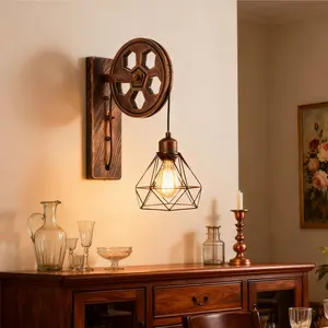 Metal Gear Wall Light, Industrial Retro Lamp, Adjustable, Hardwired, 85v-265v, for Living Room, Bedroom, Kitchen, Christmas Decor