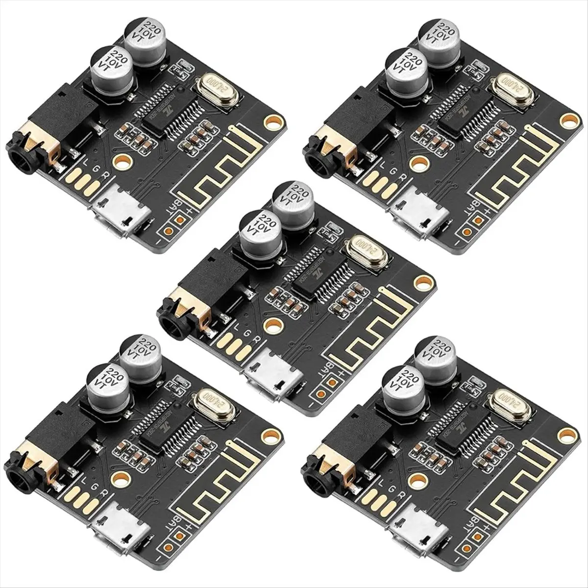 5pcs Bluetooth Audio Receiver Board BT 5.0 Stereo Audio Amplifier 3.7-5V DIY Car Speaker Amplifier