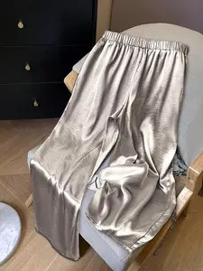 Fashion Silver Color Casual Plus Size Long Pants, Comfortable and Stylish, Perfect for Daily Wear