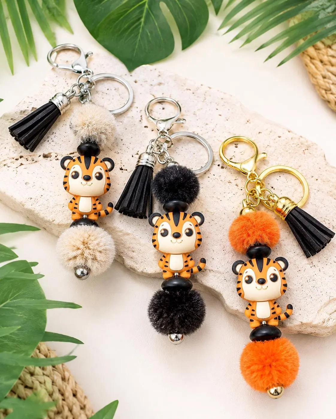 Fuzzy Tiger Keychain